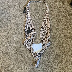 Leopard Print Halter Swimsuit